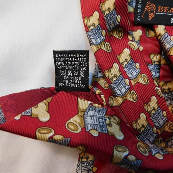 Vintage Beaufort Tie Rack Teddy Bear Tie 100% Silk Made in Italy - Picture 6 of 9